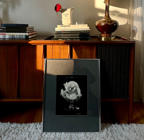 1976 MCM Kitten in Cocktail Glass Art Print