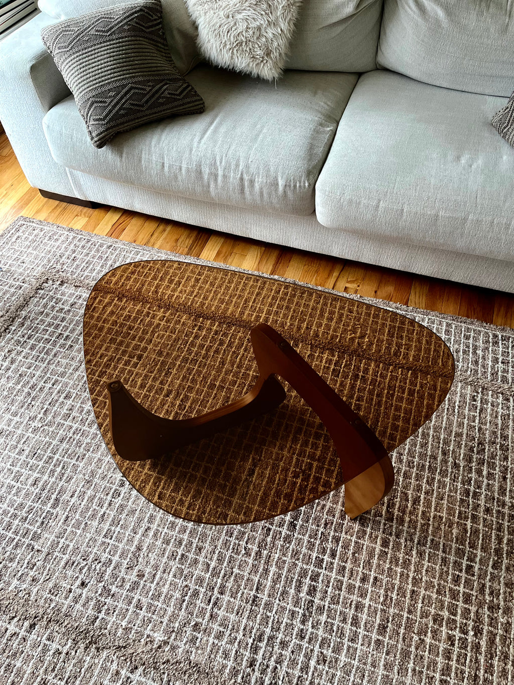 Smoke Glass Noguchi-Inspired Coffee Table