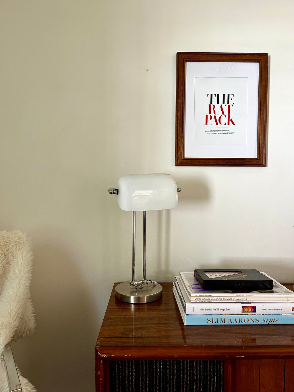 Vintage White Glass Banker’s Lamp – Midcentury Modern Desk Lighting