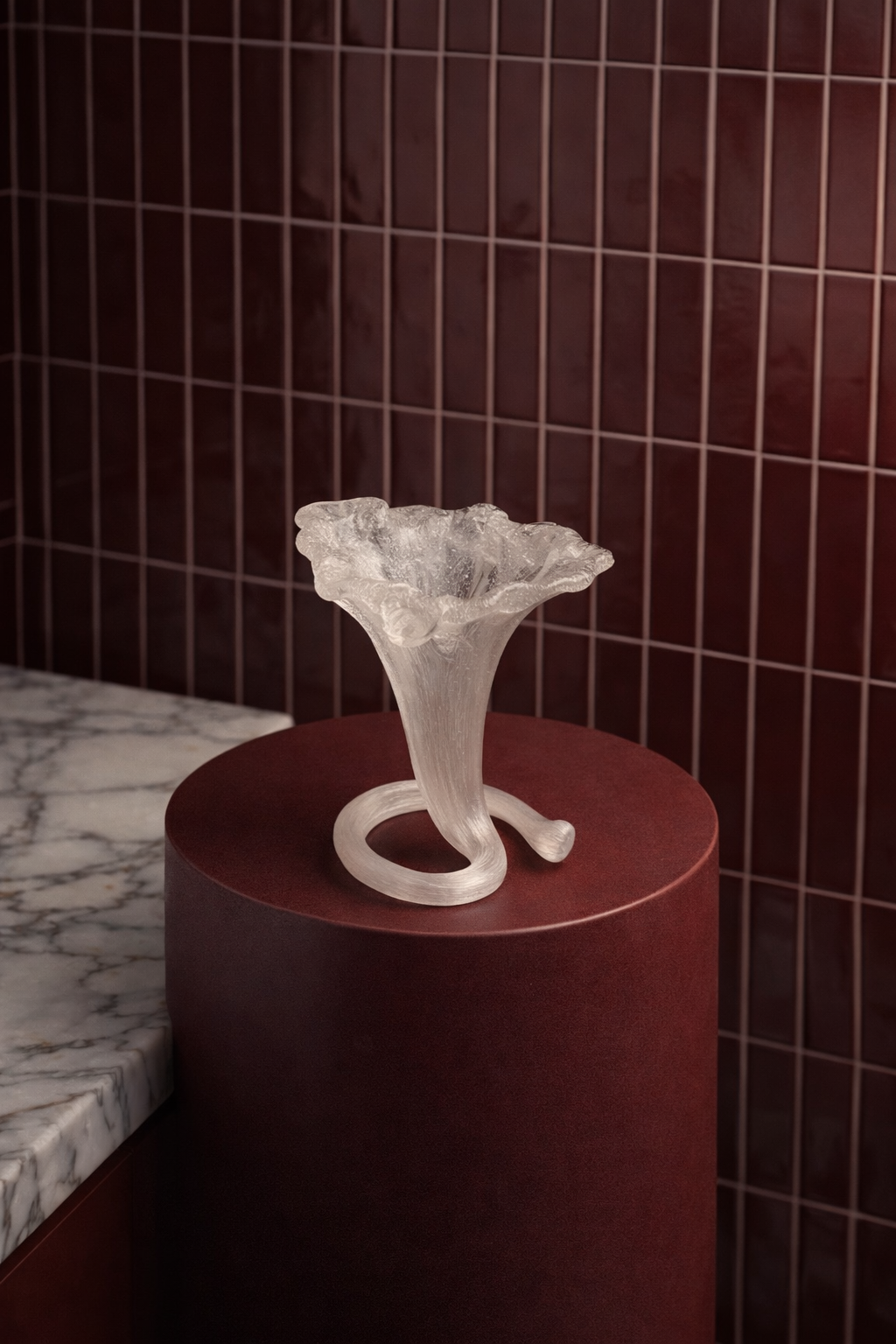 Italian Hand-Blown Sculptural Art Glass Cornucopia Vase