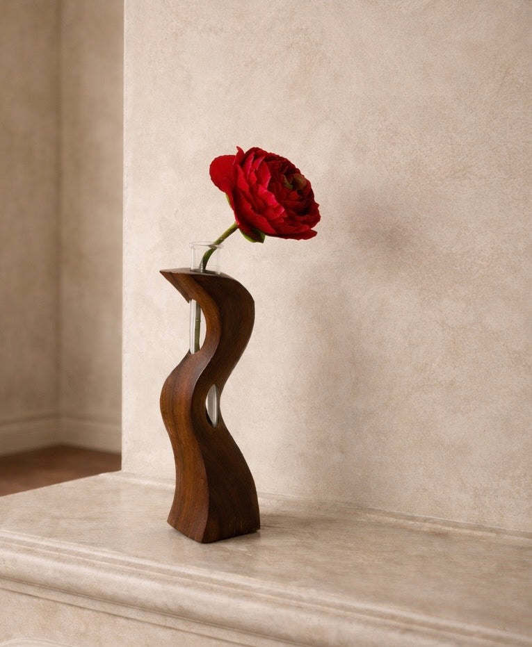 Mid-Century Danish Modern Teak Sculptural Bud Vase (c. 1960s)