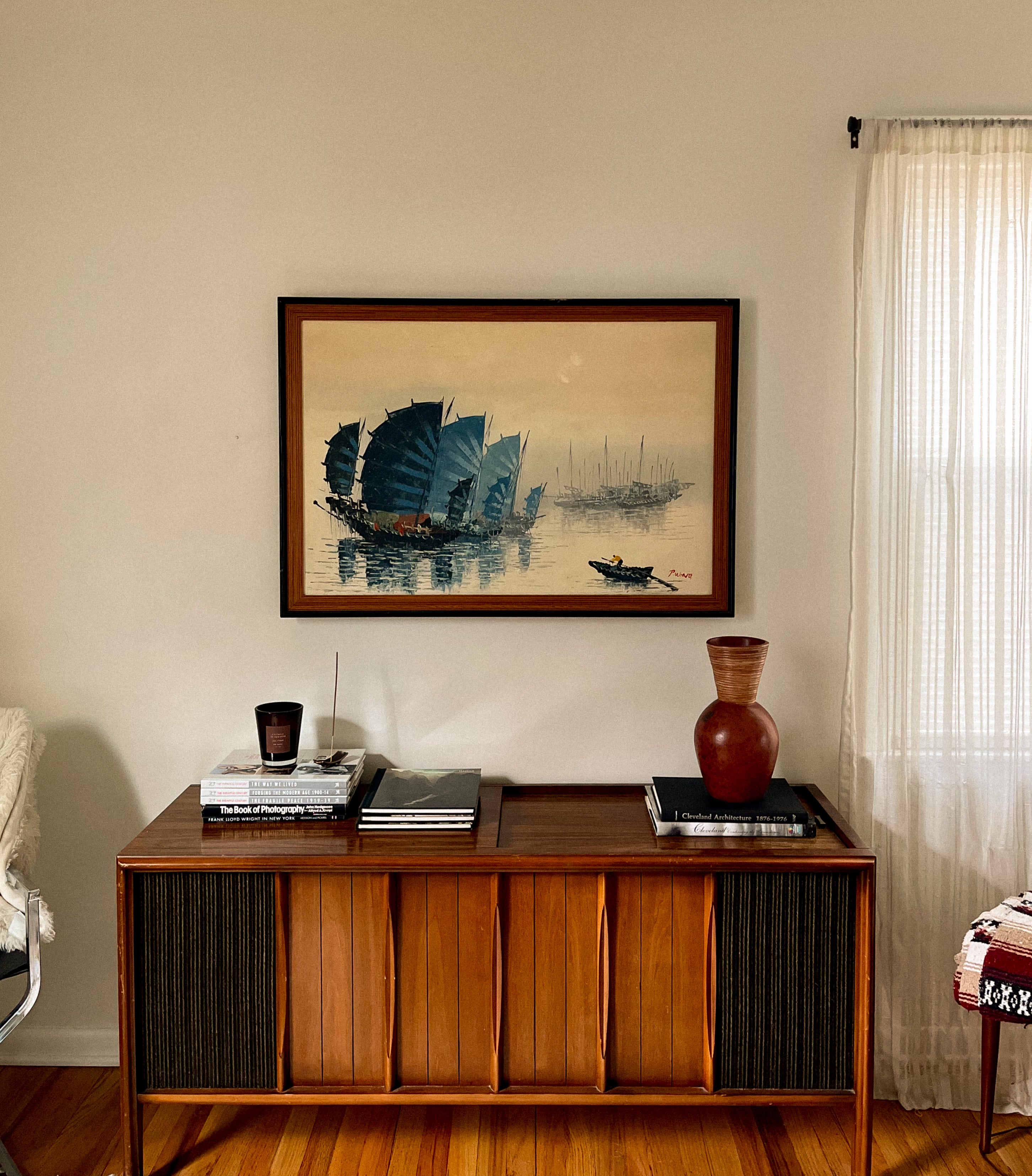 Oversized Midcentury Maritime Painting — Signed P. Wong