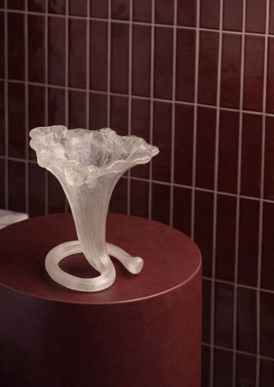 Italian Hand-Blown Sculptural Art Glass Cornucopia Vase