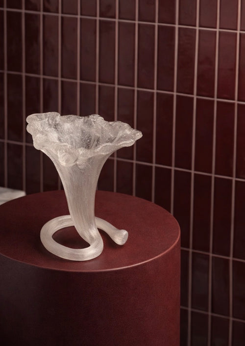Italian Hand-Blown Sculptural Art Glass Cornucopia Vase