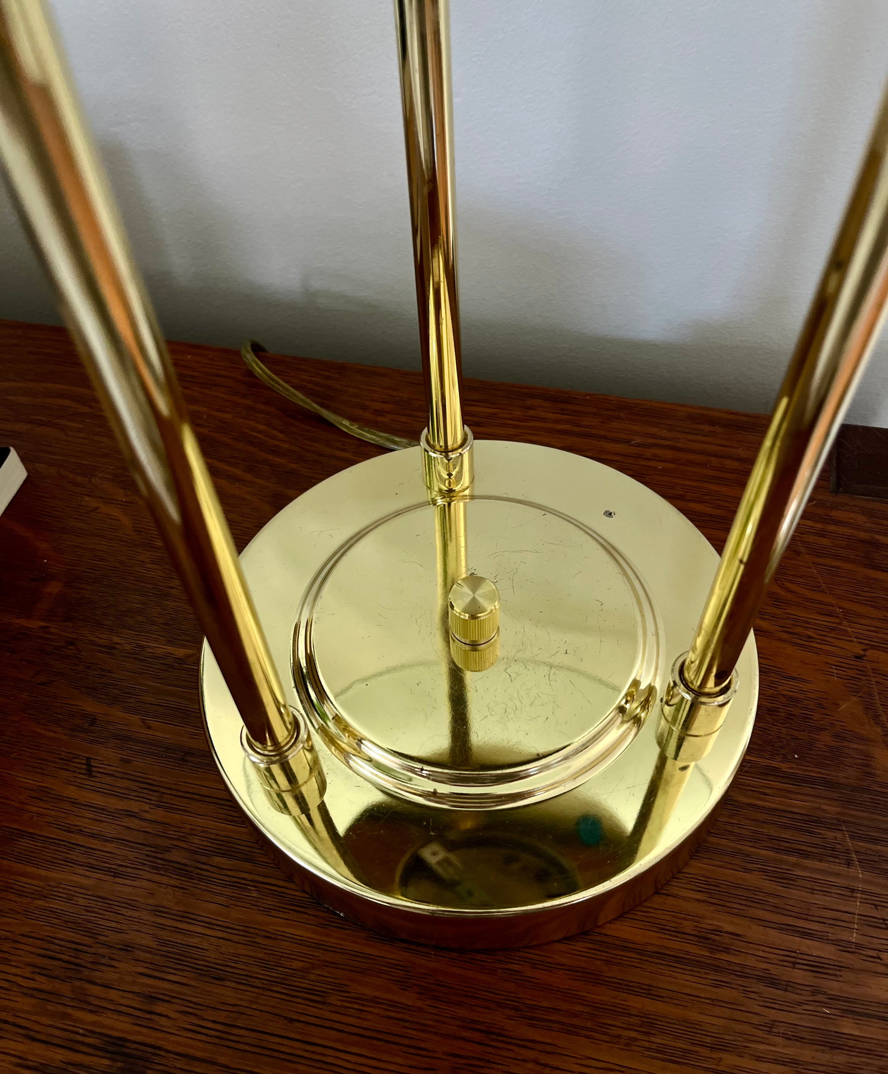 1980s Robert Sonneman Style Saturn Table Lamp – Vintage Brass & Glass Modernist Lighting