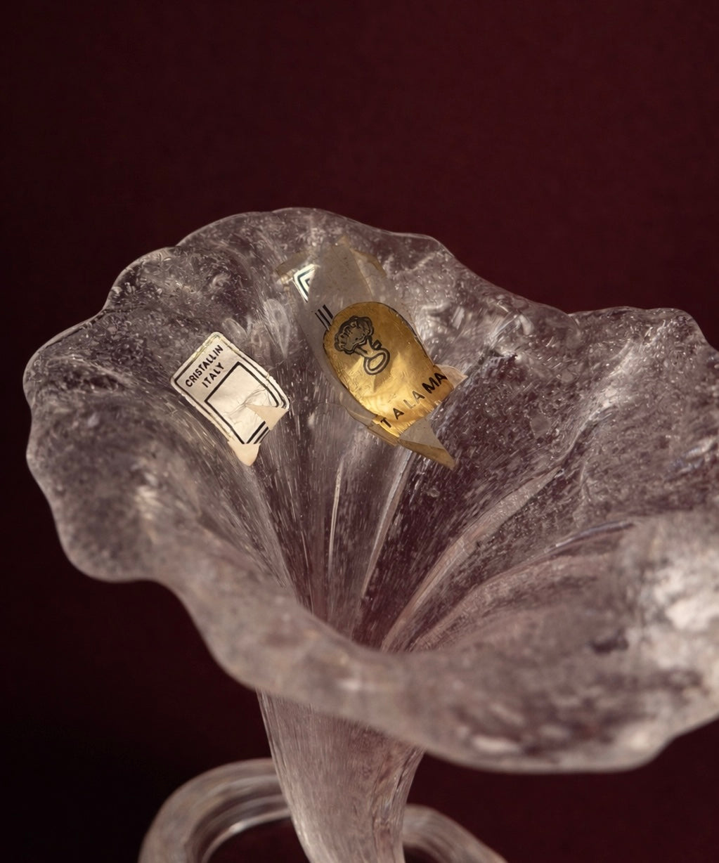 Italian Hand-Blown Sculptural Art Glass Cornucopia Vase