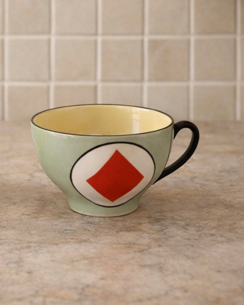 Czech 1930s Art Deco Playing Card Teacups