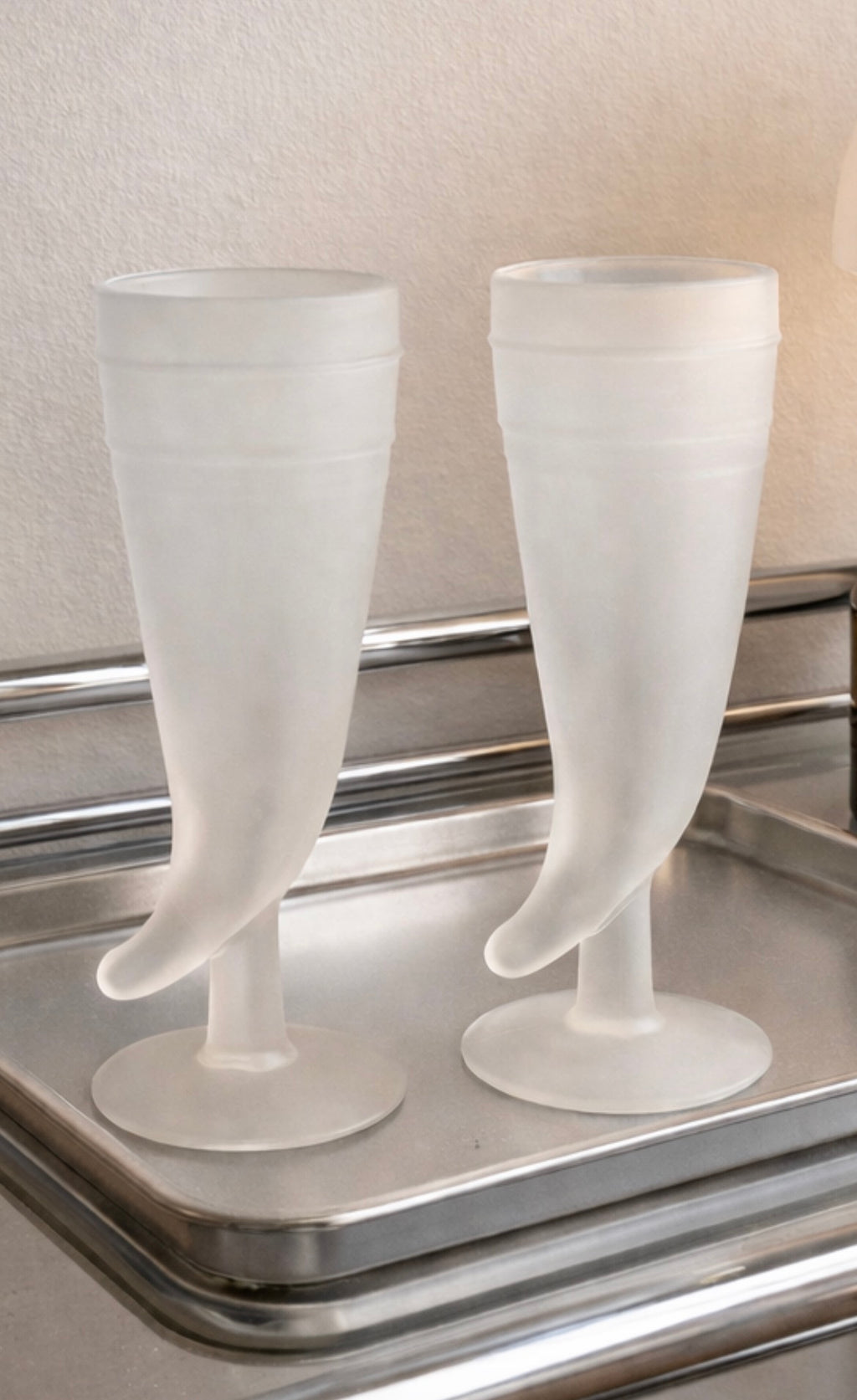 Vintage Frosted Viking Horn Beer Mugs · Indiana / Tiara Glass (Set of 2)