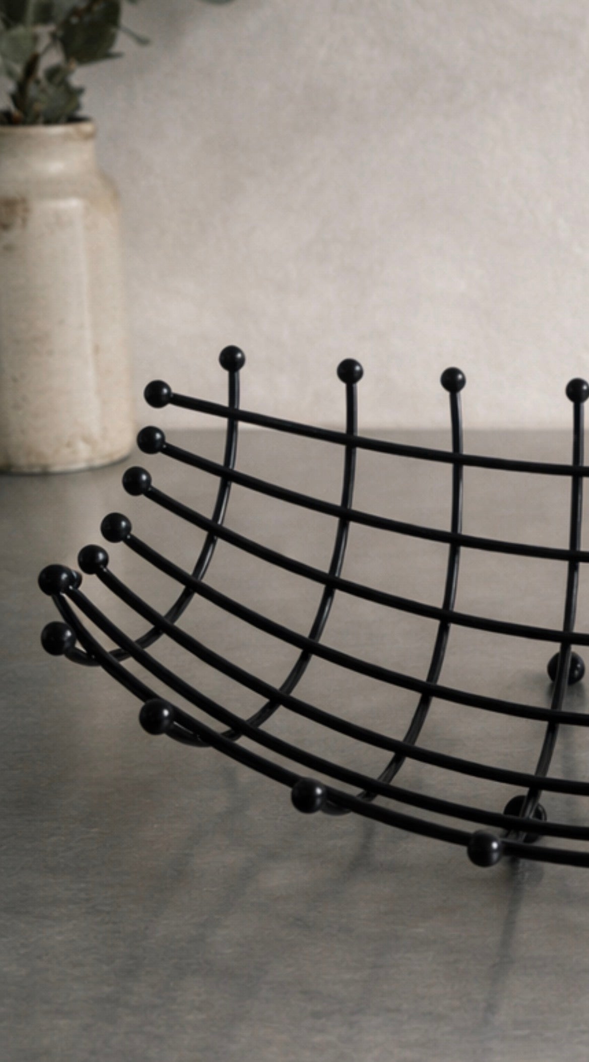 Vintage Modernist Black Wire Fruit Bowl