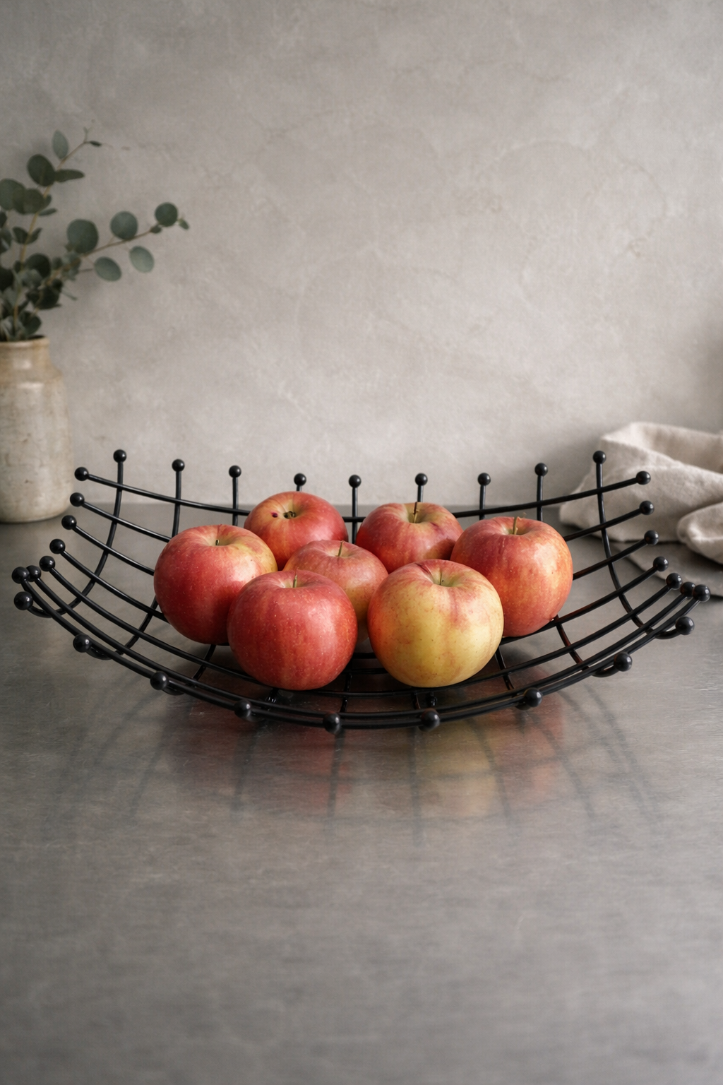 Vintage Modernist Black Wire Fruit Bowl
