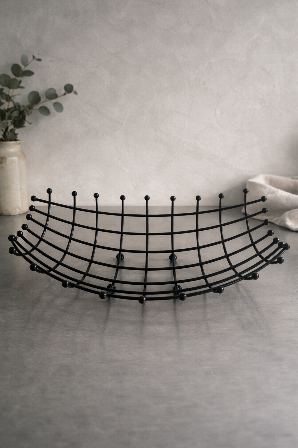 Vintage Modernist Black Wire Fruit Bowl