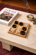 Modern Wood Tic Tac Toe Board with Sculptural Pieces