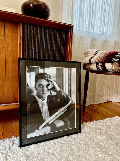 Framed Black & White Elvis Presley Portrait Print