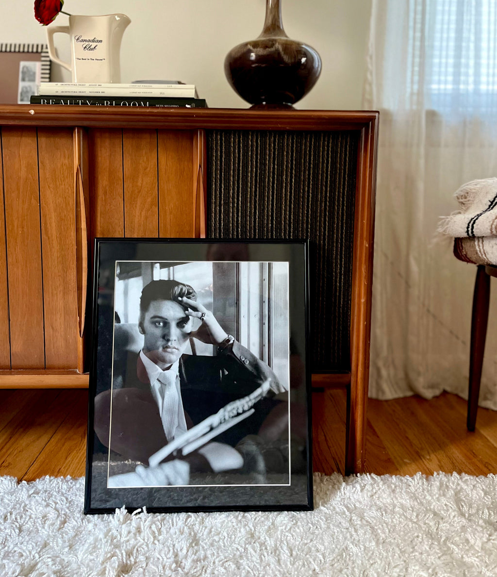 Framed Black & White Elvis Presley Portrait Print