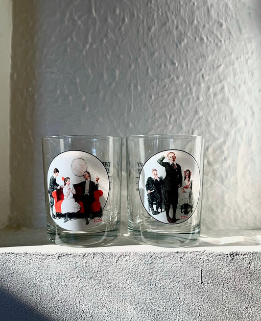 Pair of Norman Rockwell “The Saturday Evening Post” Whiskey Glasses