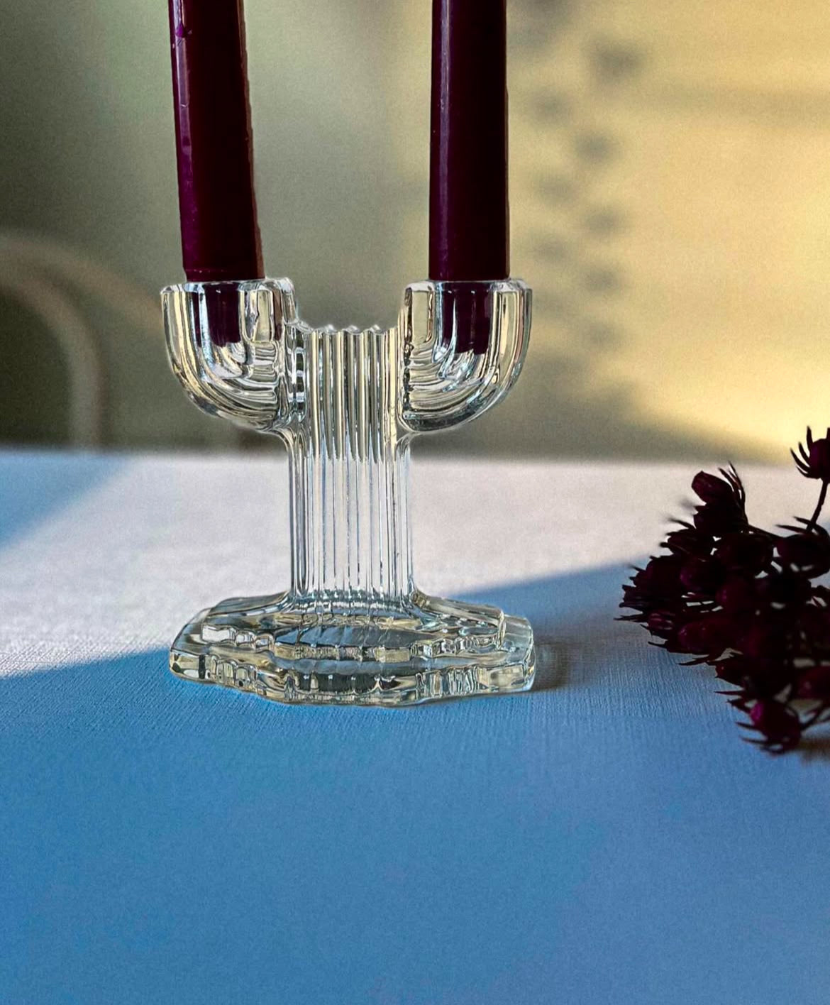 Art Deco Anchor Hocking Queen Mary Candle Holders