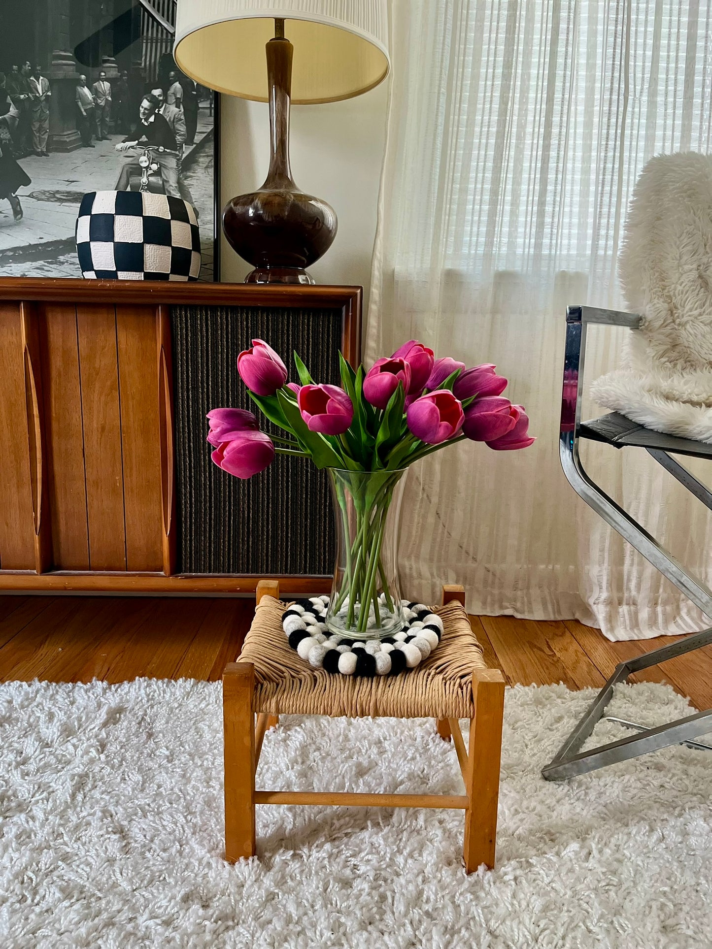 Midcentury Danish Woven Foot Stool