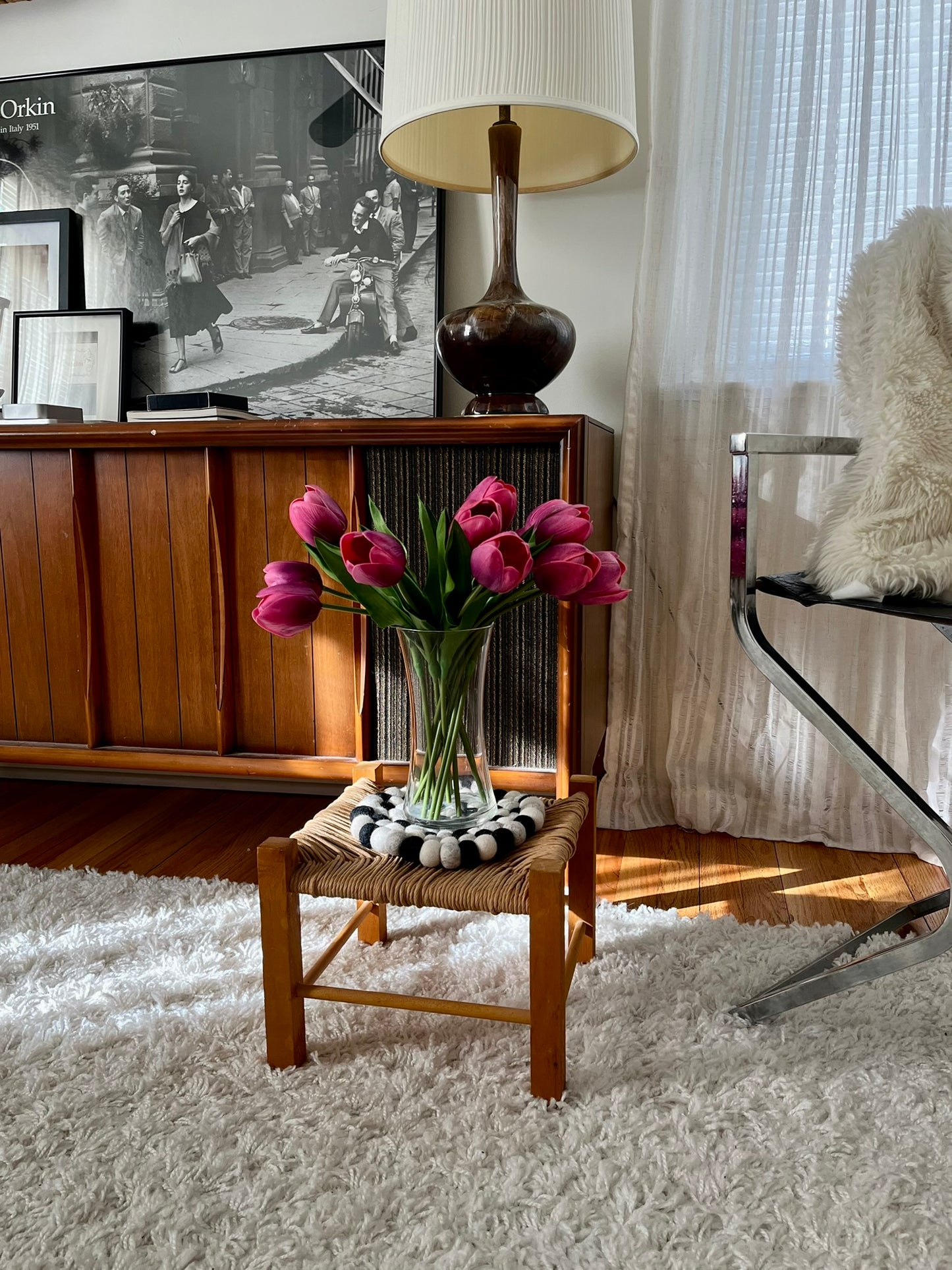 Midcentury Danish Woven Foot Stool