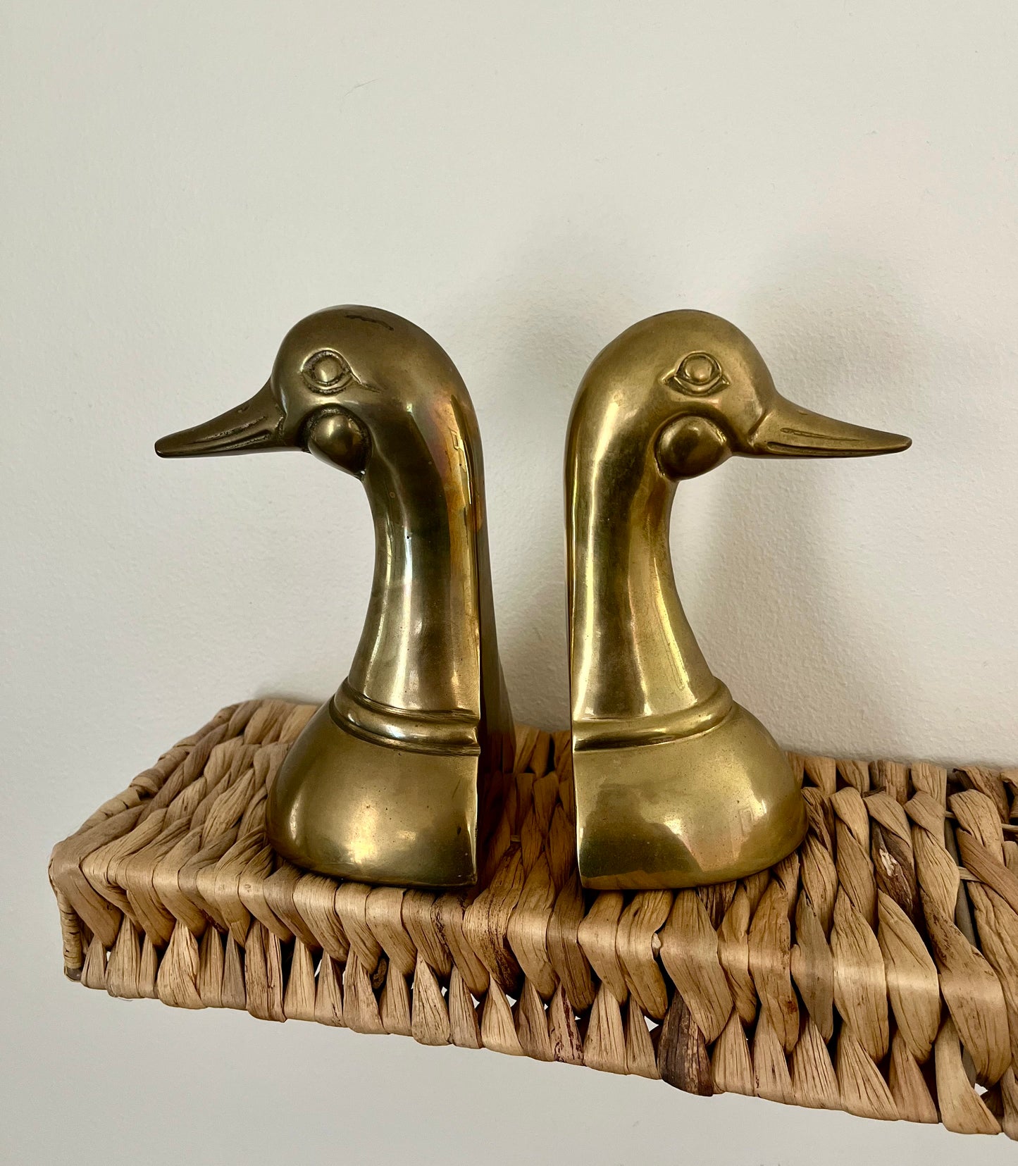 Pair of MCM Solid Brass Mallard Bookends - Made in Korea