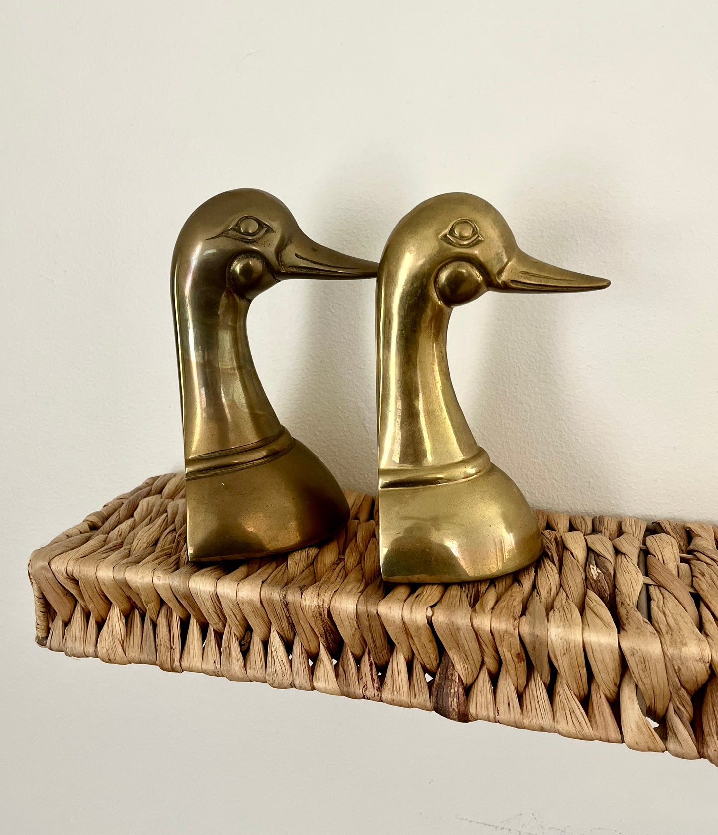 Pair of MCM Solid Brass Mallard Bookends - Made in Korea