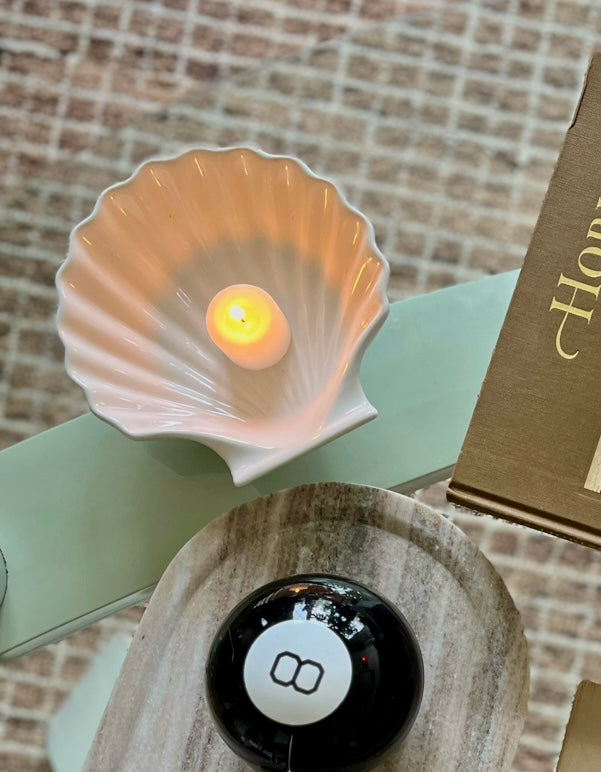 White Ceramic Shell Trinket Jewelry Soap Dish