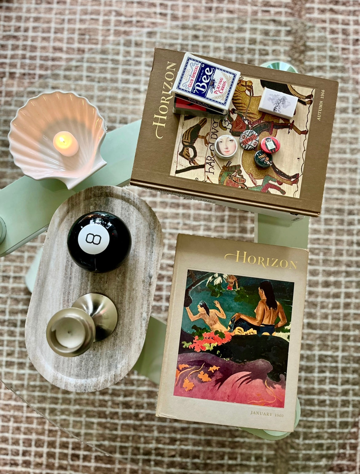 1960s Midcentury Horizon Hardcover Book Stack