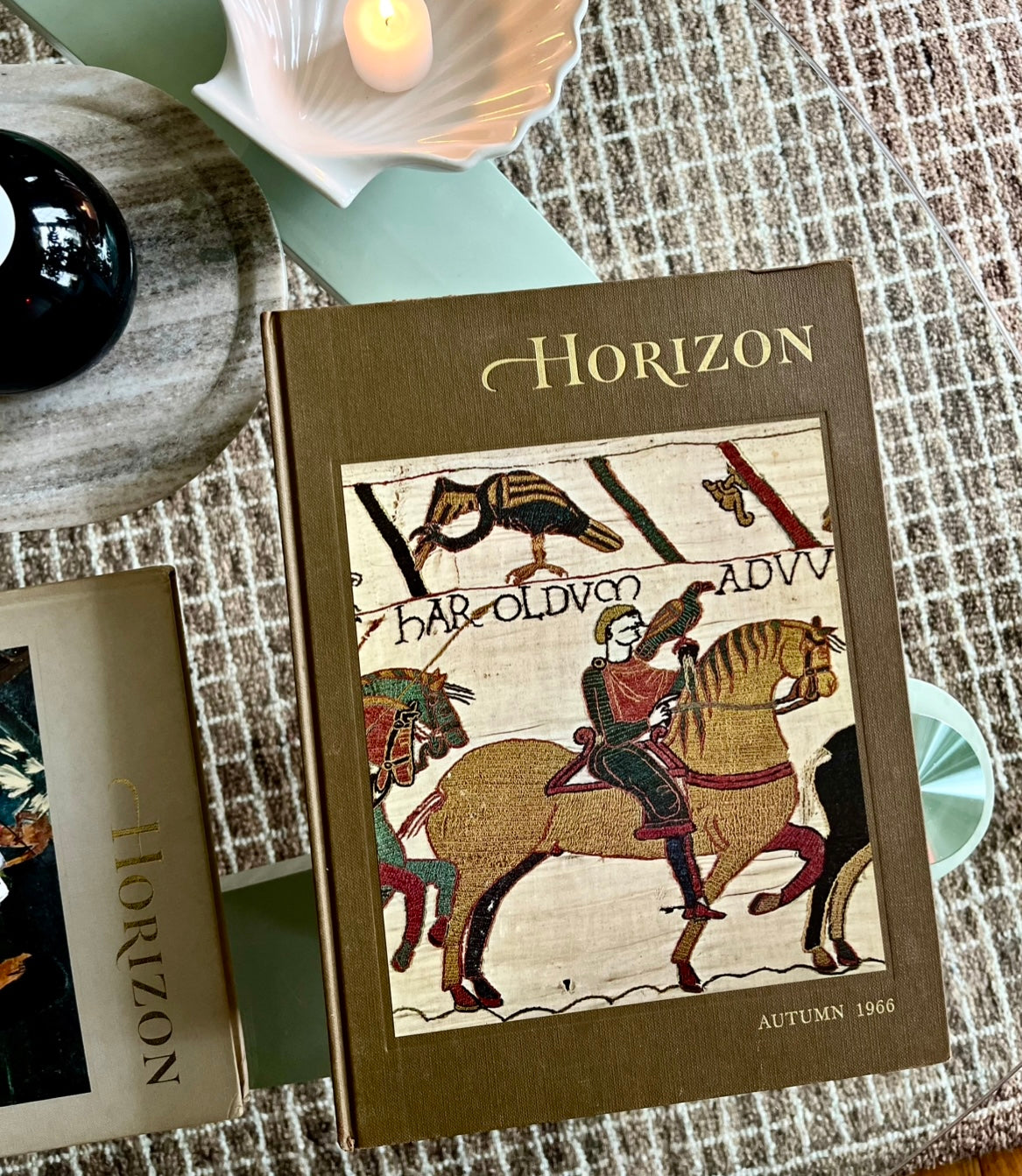 1960s Midcentury Horizon Hardcover Book Stack