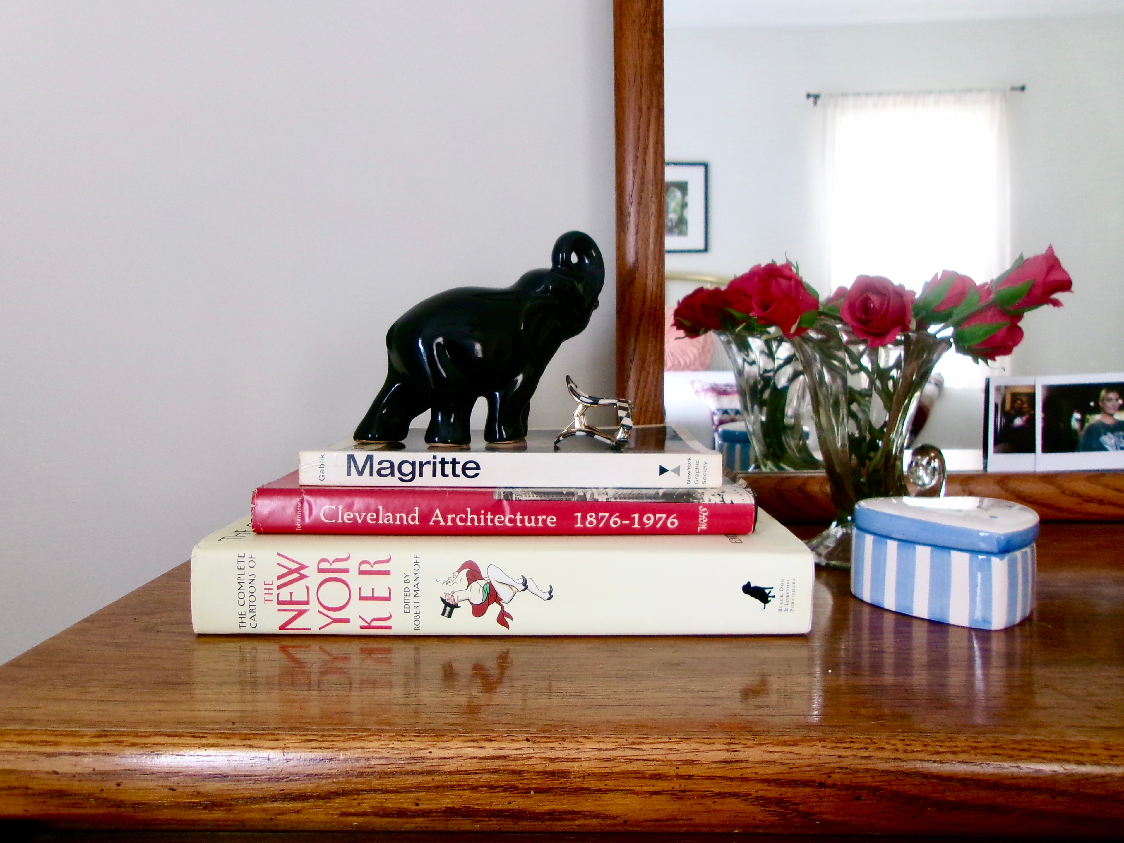 Vintage Ceramic Glaze Dark Blue Black Elephant Good Luck Figurine