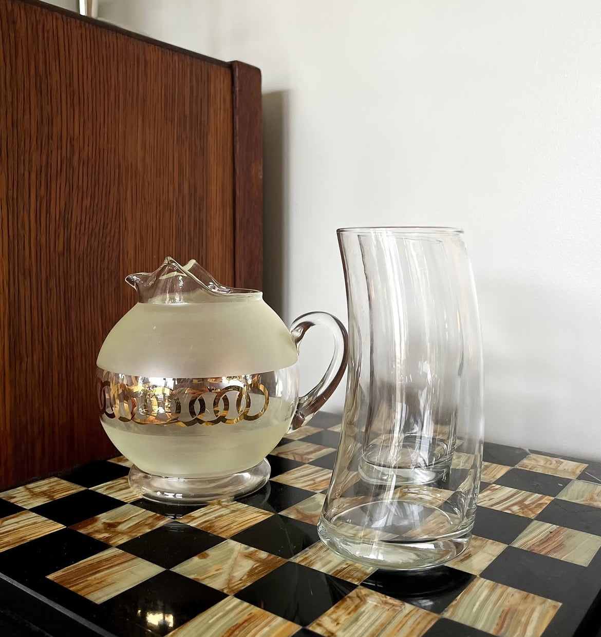 MCM Ball Shaped Pitcher with Gold Ring Accents