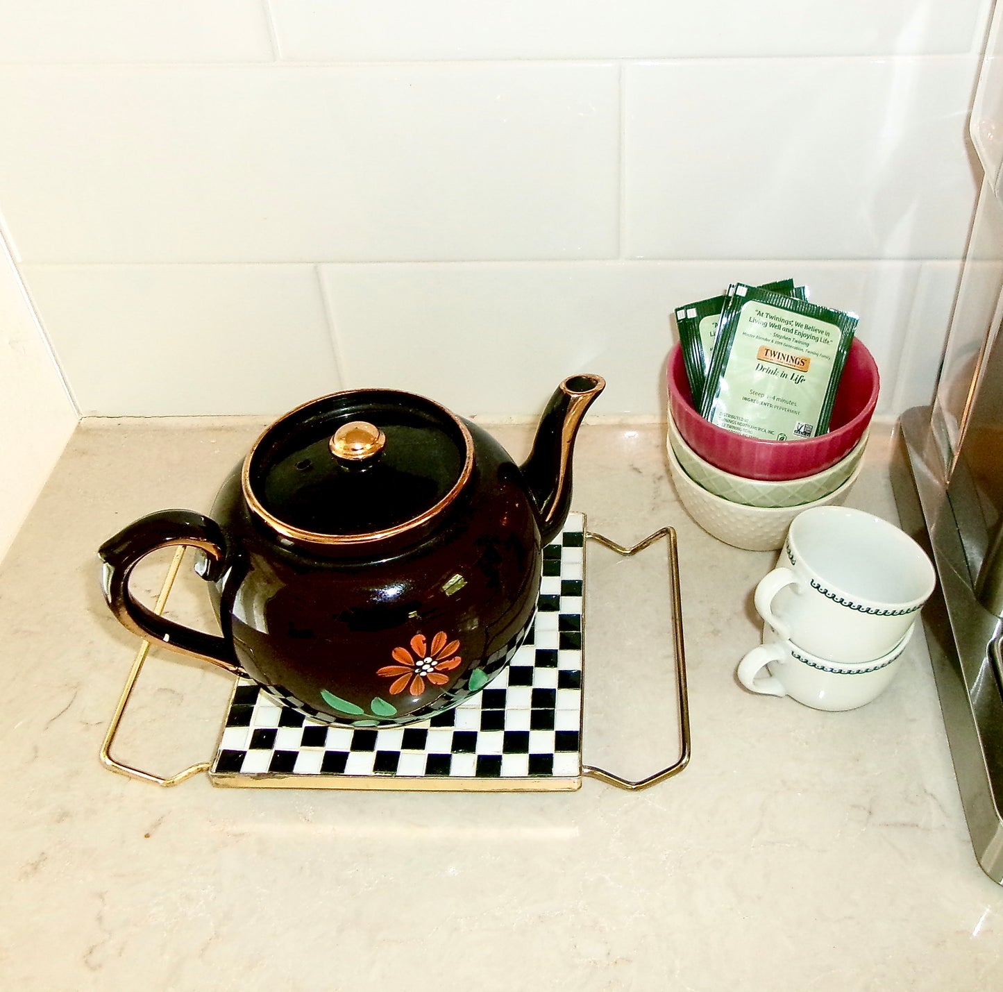 Vintage Hand Painted Floral Teapot