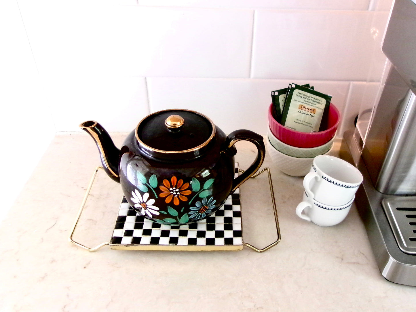 Vintage Hand Painted Floral Teapot