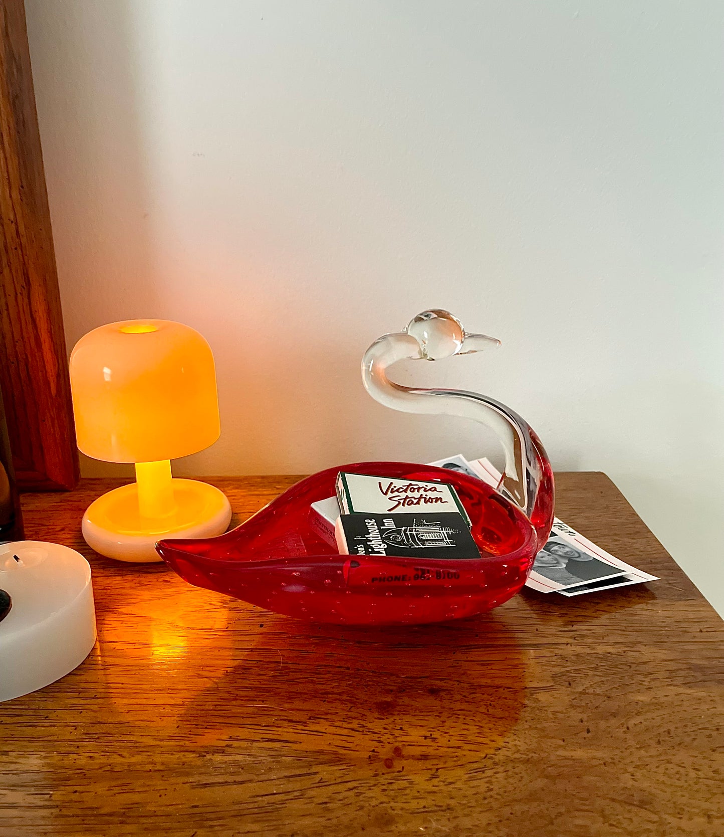 Viking Glass Company Amberina Ruby Red Swan Trinket Jewelry Dish