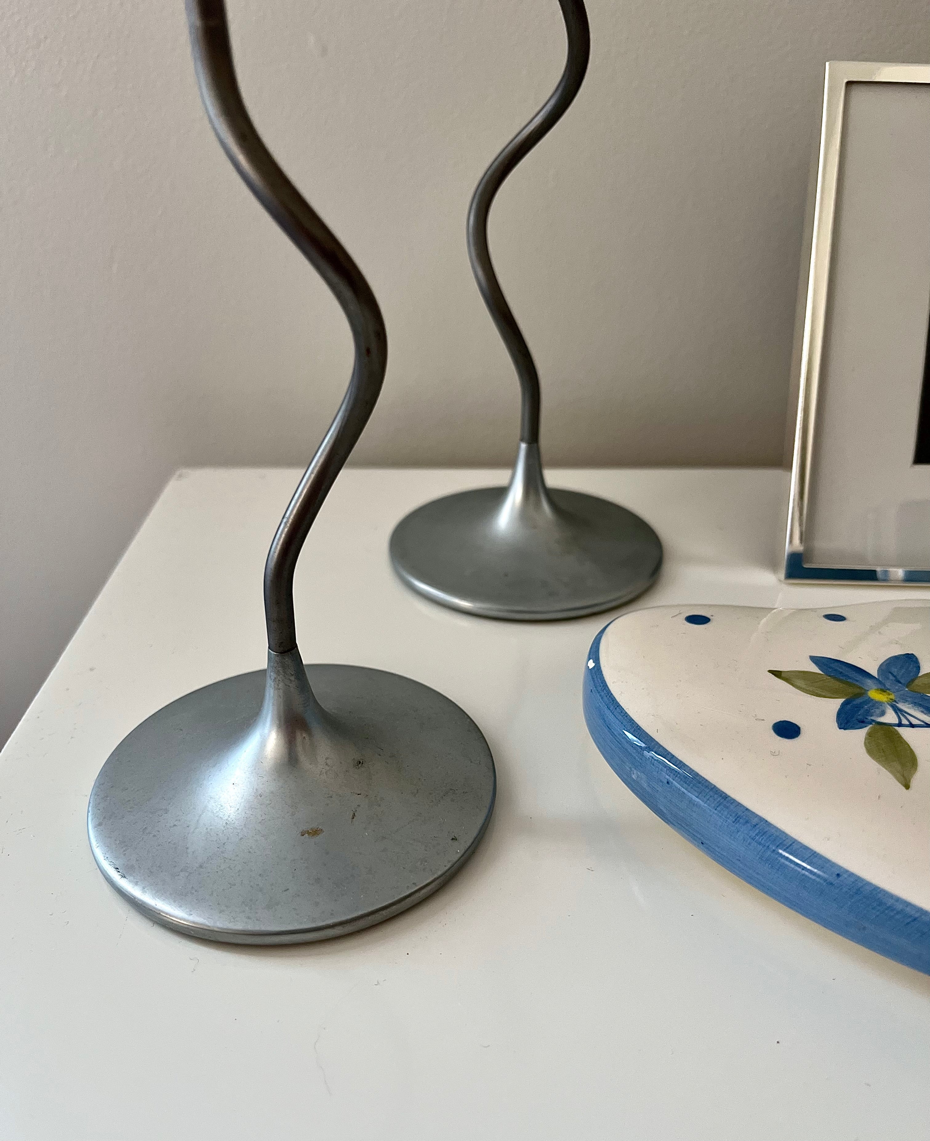 Partylight Dancing Flower Silver Metal Candle Holders - Vintage Inspired Floral Decor