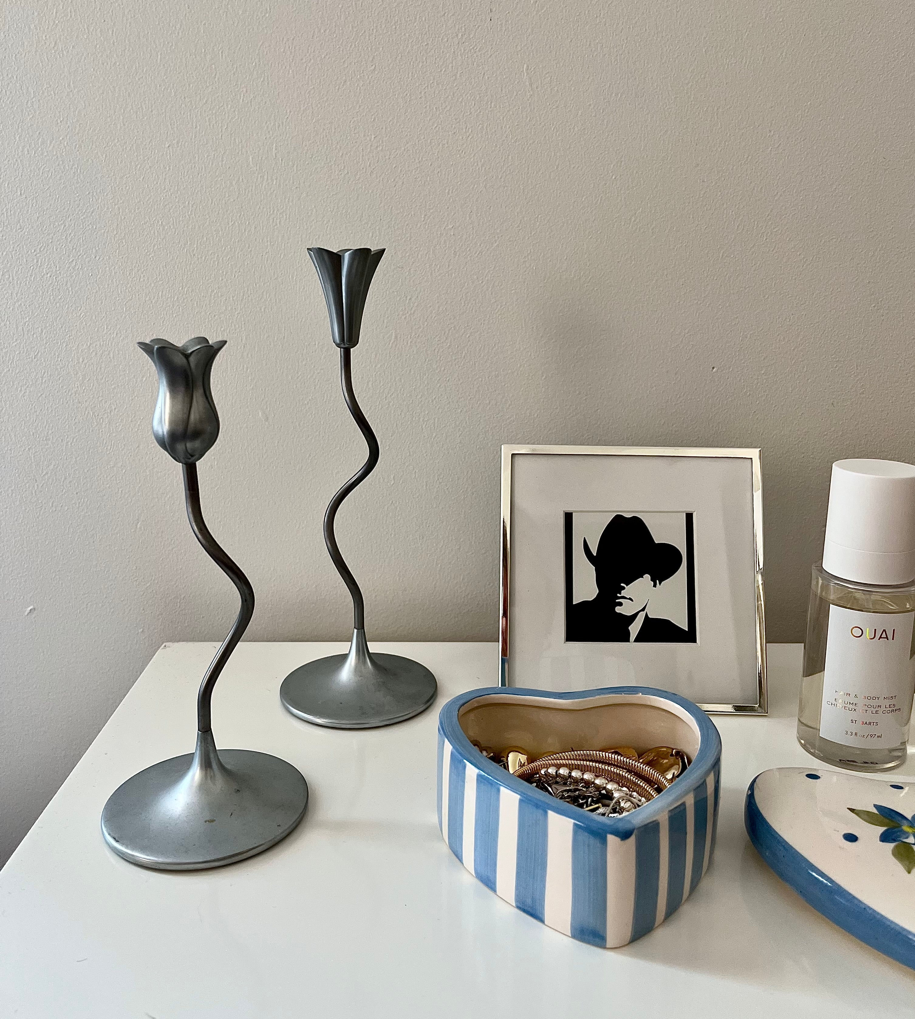 Partylight Dancing Flower Silver Metal Candle Holders - Vintage Inspired Floral Decor