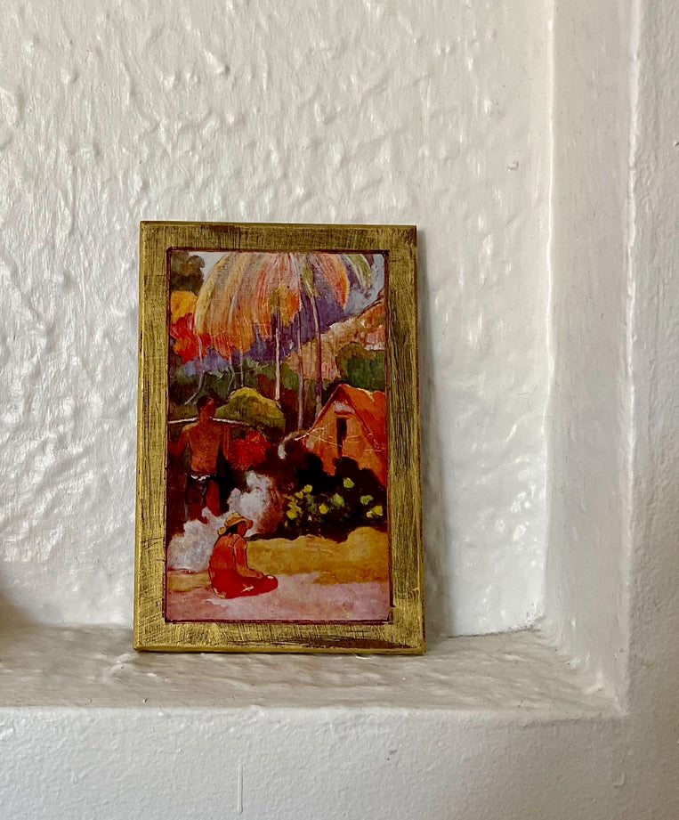 Paul Gauguin "Landscape in Tahiti" Mini Vintage Art Print on Wood 4x6