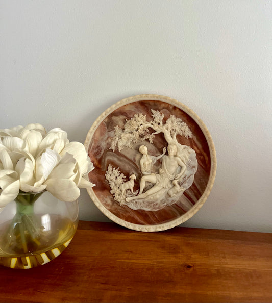 1970s Vintage Incolay Stone Carved Collector's Plates by Gayle Bright Appleby