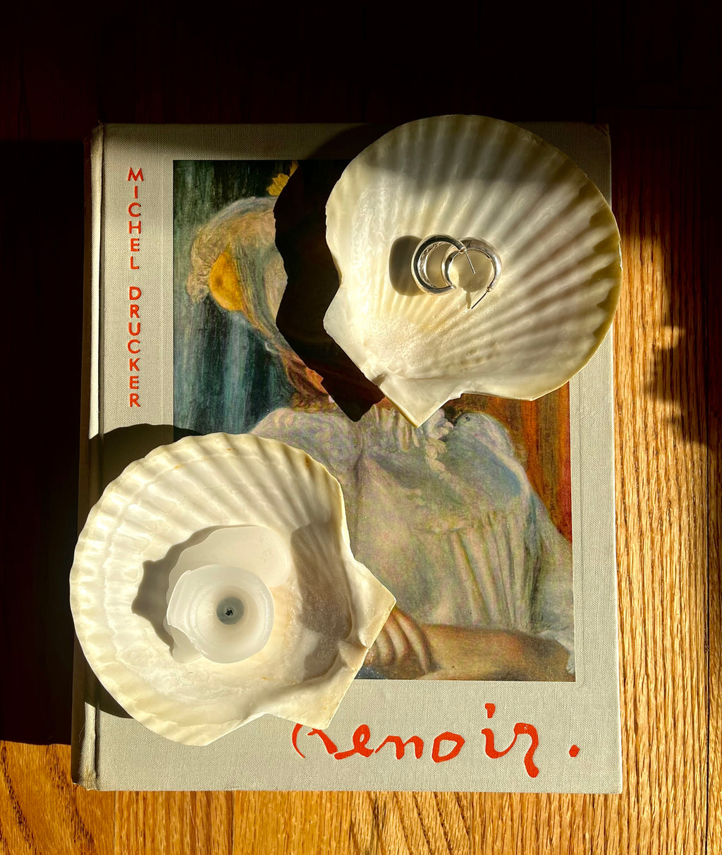 Vintage Coastal Scallop Shell Catchall Trinket Jewelry Dishes Set of 8