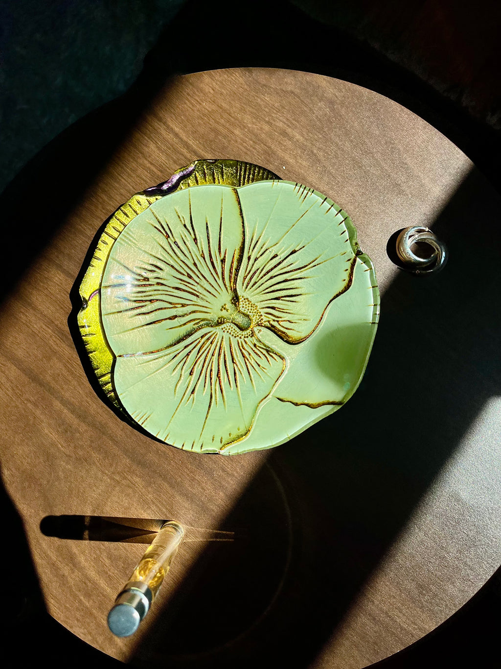 Set of 4 Pansy Glass Dishes Hand Painted by Red Pomegranate Collection Made in Turkey