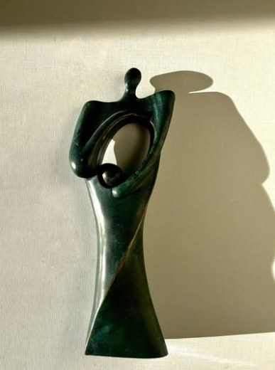 Signed Spanish Modernist Verdigris Bronzed Woman Sculpture