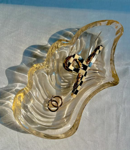 Midcentury Kromex Wave Clear Crystal Dish