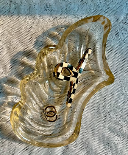 Midcentury Kromex Wave Clear Crystal Dish