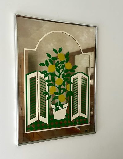 Vintage 1970s Vinyl Lemon Tree Marsel Mirror